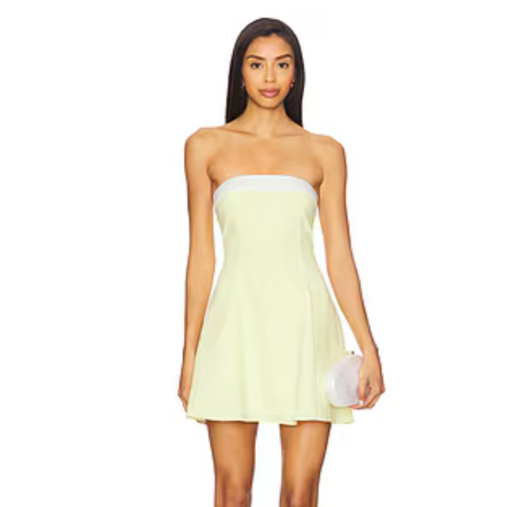 Amanda Uprichard Yellow Strapless Fit and Flare Mini Dress